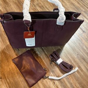 Elegant maroon Leather laptop/Tote Bag